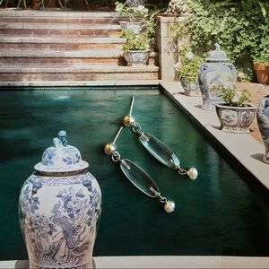 Pearl & Acrylic Dangle Earrings